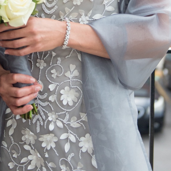 Adrianna Papell Hand-beaded 3D Floral Strapless Gown - Picture 7 of 7